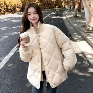 호크아이 여친 투피스 재킷 데일리룩 점퍼 패딩 루즈핏 패딩다운 아가일 블루종 KUK1