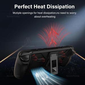 Steam Deck/Steam Deck OLED 풀핏 보호 케이스접이식 스탠드 베이스 포함 충격 방지 긁힘 미끄럼 실리콘
