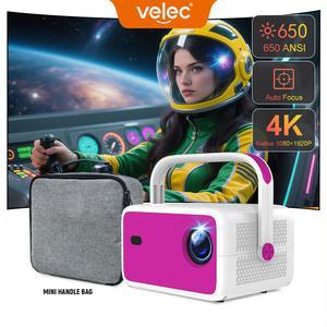 빔프로젝터 VELEC TP350 4K 안드로이드 자동 초점 650 휴대용 BT5 극장 11 WIFI6 1080P ANSI 스마트 비디오 야외