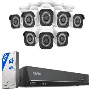 REOLINK 4K 카메라 시스템 개인 차량 감지 기능이 있는 RLK16-800B8 8pcs H.265 PoE 유선 4TB HDD가 장착된