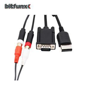 DreamCast 콘솔 용 BitFunx VGA 변환기 SEGA DC 어댑터-VGA 모니터 RCA 오디오  3.5mm-2-남성 어댑터