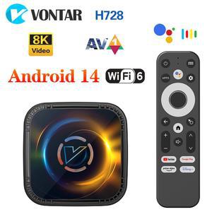 셋톱박스 VONTAR H728 안드로이드 플레이어 4K OCTA 8K MELCO TV A55 CORE 미디어 비디오 LAN 박스 ALLWINNER 1000M CORTEX 14 WIFI6