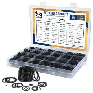 O 링 키트 - 960Pcs 20 사이즈 자동차 배관 압력 세척기 및 산업 수리 공기 또는 밀봉 연결 저항 오일 열을