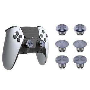 PS5 엣지 컨트롤러용 참 포커스 메탈 썸스틱, 듀얼 센스 스틱 모듈용 아날로그 썸스틱 캡 교체 키트, 조이스틱 6개, 건메탈