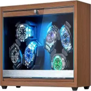 ANWBROAD LED 및 슈퍼 콰이어트 모터 4 회전 모드가 장착된 Winder 6 박스 Watch Shaker Type-C 어댑터