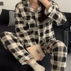 [라일리여성언더웨어] Rly 잠옷세트 빈티지 타탄체크 긴팔 파마자 잠옷세트