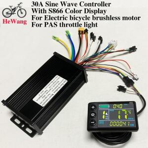 30A 사인파 컨트롤러 750W 1000W + S866 컬러 디스플레이  전기 자전거용 브러시리스 전동 PAS 스로틀 라이