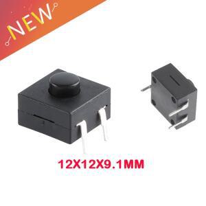 10피스 12x12x9.1mm 손전등 스위치 버튼 자동 잠금 강한 빛 2 On 및 1 Off