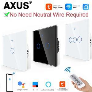 AXUS EU WiFi 스마트 라이트 스위치 터치 RF433 중립 와이어 없음 홈 라이프 Tuya App 제어 지원 Alexa Goo