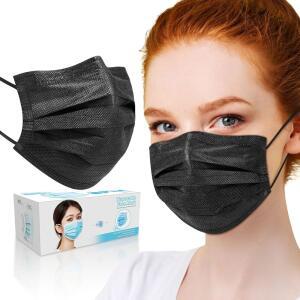 50 PCS 페이스 필터 커버 마우스 마스크 일회용 블랙 3겹 이어루프