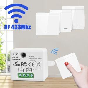 무선 433MHz 스마트 스위치 빛 1/2/3Gang 86 벽 패널 원격 제어 릴레이 수신기 10A 110V 220V LED 램프