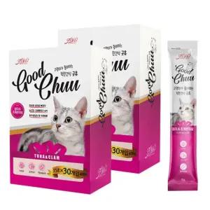 착한간식 굿츄 참치조개관자살 15g x 60개 고양이간식