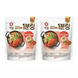 (e)CJ 백설 코인육수 꽃게와 보리새우 1분링 80g(20개입) x2개