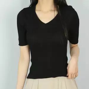 5색 골지 브이넥 슬림 컷팅 반팔 니트티 파라노말샵 1226062