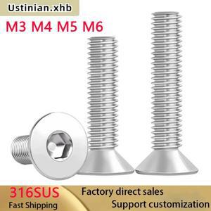 M5 M6 M8 육각 소켓 플랫 카운터 싱크 헤드 나사 304  스테인리스 스틸 연장 볼트 길이: 6-130mm