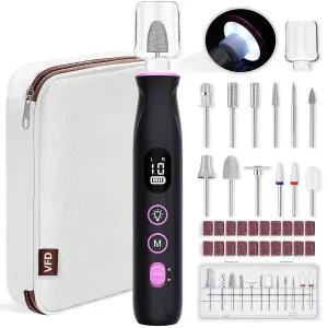 전기 네일 드릴 무선 2000mAh 충전식 휴대용 파일 12 in 1 키트 손 내추럴 케어를 위한 10 스피드 머신