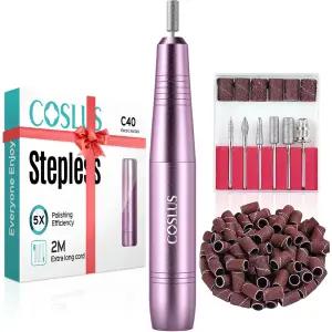 COSLUS C40 전기 네일 드릴 파일 전문가 아크릴 젤 딥 파우더 휴대용 기계 키트 매니큐어 페디큐어 도구
