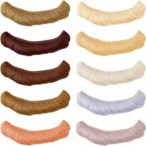 DICOSMETIC 10Pcs 10가지 색상 인형 헤어 가발 5cm 곱슬 짧은 앞머리 고온 섬유 위프트 확장 다크 브라운