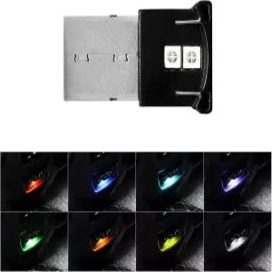 SUVnie 미니 USB LED 조명 8가지 색상 RGB 자동차 실내 분위기 밝기 조절 가능 스마트 노트북 키보드 홈
