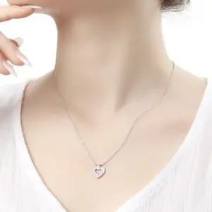 실버925 백금도금 독특한 하트 모양 은목걸이 팬던트 은목걸이 패션목걸이 925실버목걸이