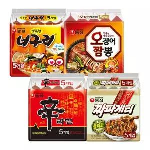 [NS홈쇼핑]농심 신라면 5개 + 너구리 5개 + 짜파게티 5개 + 오징어짬뽕 5개e..[35936174]