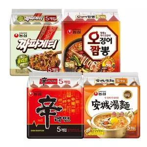 [NS홈쇼핑]농심 신라면 5개 + 안성탕면 5개 + 짜파게티 5개 + 오징어짬뽕 5개e..[35936381]
