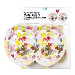 [핫트랙스]WL (PC) 30cm 메탈하트 컨페티풍선 (5입)(WFLR3ND)