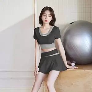 스포츠 세트 치마 팬츠 에슬레저 브라탑 블랙 여성-WFO5MPV