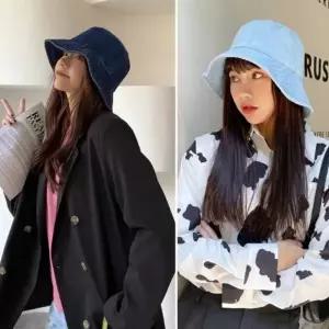 여자 여름 패션모 외출 캐주얼 무지 벙거지 모자 코디