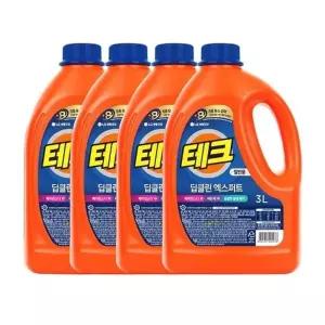 테크 딥클린 실내건조 액체세제 일반 용기 3L 4개 일반