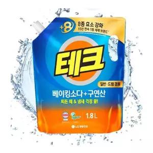 테크 X6F4O7G9 베이킹소다구연산 액체세제 리필1.8L 일반드럼겸용