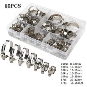 직각클램프 60PCS 838MM 스틸 스크류 밴드 호스 클램프 기어 차량용 클립 파이프