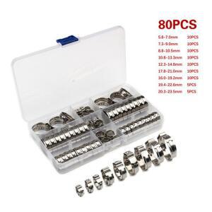 직각클램프 80PCS 스틸 무단 클램프 드라이브 워터 키트 압착 파이프 호스 신치 클립