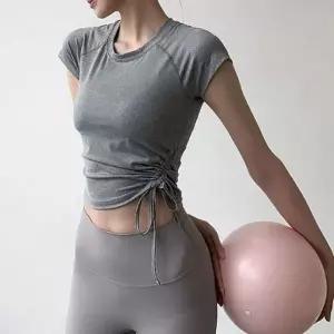 [하프클럽/]요가핏 여성 반팔 운동복 옆셔링 티셔츠