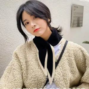 [룽스_62]예쁜 배색 간절기 데일리 니트 스카프 소재