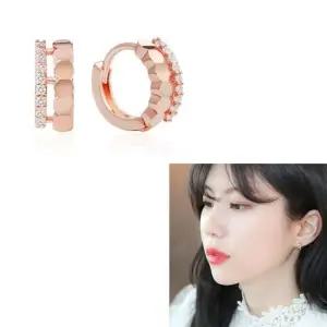 [룽스_62]14K 골드핀 큐빅 금침귀걸이 더블 링 귀걸이
