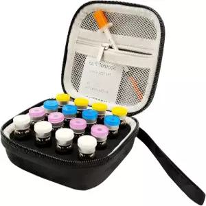 자이쿰 펩드 케이스 인슐린 바이알 홀더 6개 슬롯 3ml 여행 보관 지퍼 메시 포켓과 용품 키트용 핸드