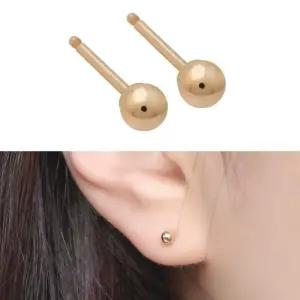 [룽스_62]14K 여자귀걸이 3mm 골드 볼 일자침 귀걸이