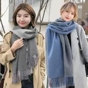 [룽스_62]여성 겨울 스타일 양면 목도리 모조 머플러