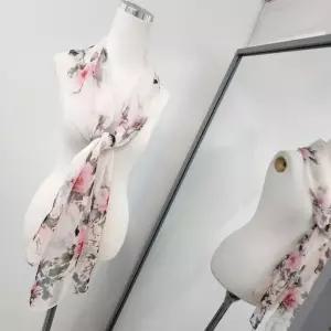 [룽스_62]꽃무늬 선물 롱 쉬폰 플라워 스카프