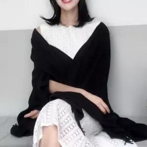 [룽스_62]레이어드 망토 어깨 숄 루즈핏가디건 가디건 블랙