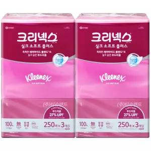 크리넥스 각티슈 실크소프트 미용티슈 250매 3개입 x2개