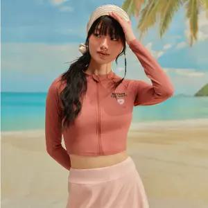 [레노마수영복](하남점)*폴리백 증정*여성 하트 플래닛 크롭 래쉬가드 브라운 RN-CS2E953-BR