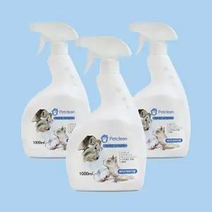 [너만아는잡화점]펫크린 반려동물 냄새탈취제 1000ml 베이비파우더향 x 3개 /애견탈취제