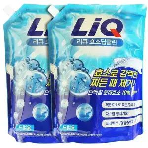 리큐 액체세제 효소 딥클린 2L, 2개 리필 드럼 세탁 단백질분해