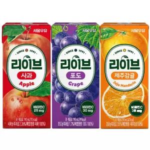 서울우유 리이브 사과 190ml,24팩/포도/제주감귤