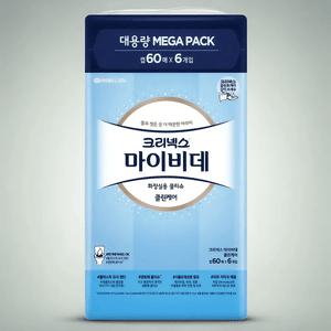 마이비데 물티슈 캡형 60매 x 6팩 비데티슈