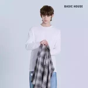 베이직하우스 순면30수 릴렉스핏 라운드 긴팔 티셔츠