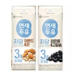연세두유 저당 두유 190ml 아몬드&잣 24팩 검은콩&고칼슘 24팩 총 48팩