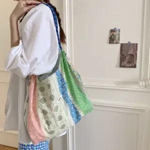 여성 에코 숄더백 가든 로프 플라워 에코백 장바구니 프린팅